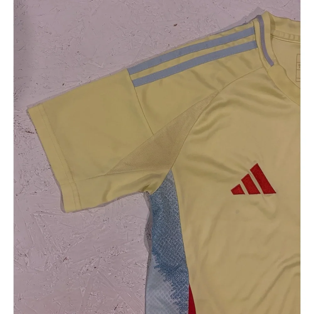 Adidas Spain 2024 Away Soccer Jersey Mens S Slim Fit Aeroready Football Yellow